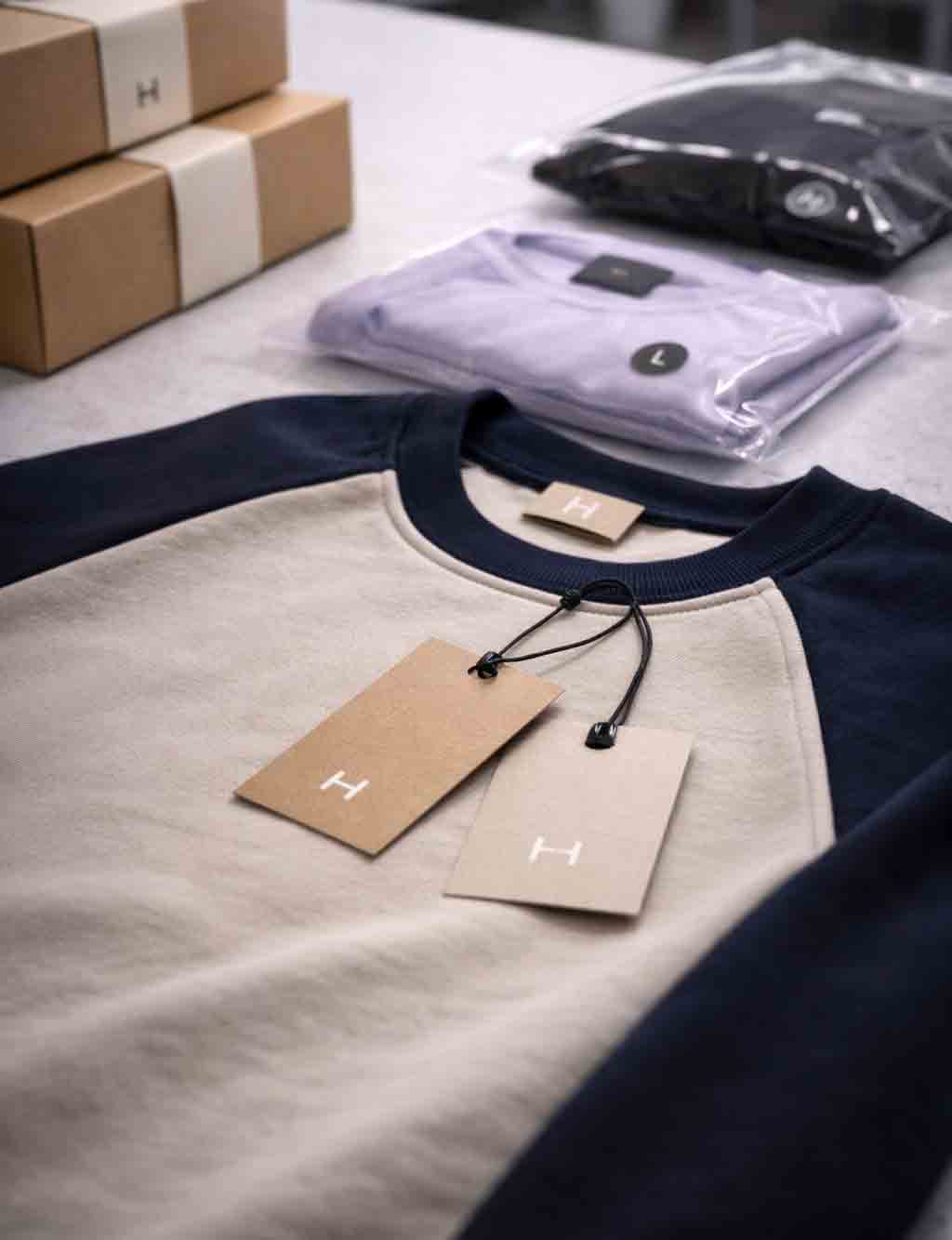 Portrait close-up of clothing sample fit check with measurements and pattern notes